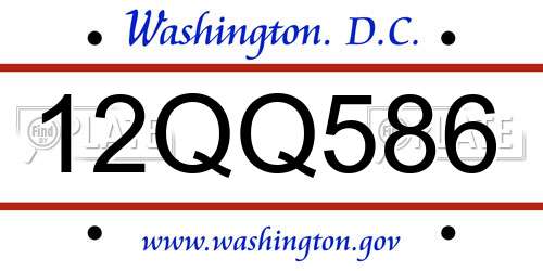 12QQ586 District Of Columbia License Plate