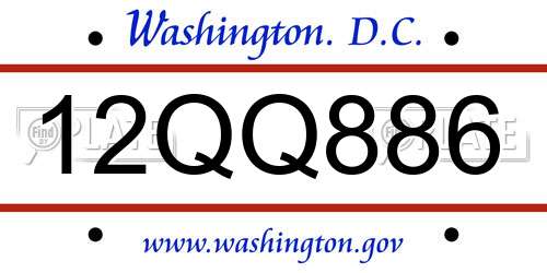 12QQ886 District Of Columbia License Plate