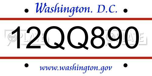 12QQ890 District Of Columbia License Plate