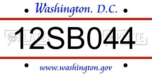12SB044 District Of Columbia License Plate