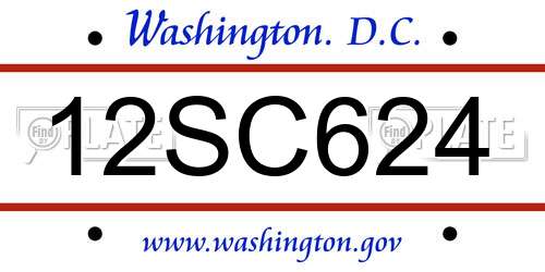 12SC624 District Of Columbia License Plate