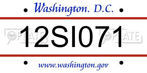 12SI071 District Of Columbia License Plate