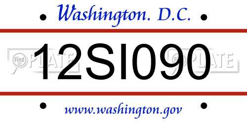 12SI090 District Of Columbia License Plate