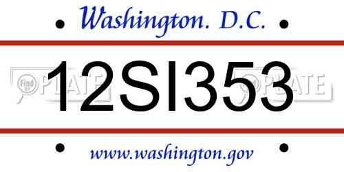 12SI353 District Of Columbia License Plate
