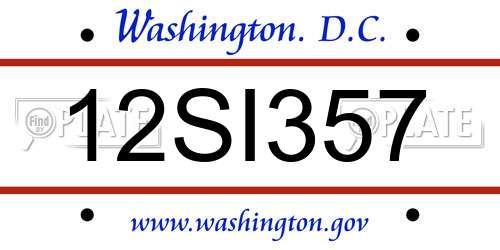 12SI357 District Of Columbia License Plate