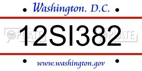 12SI382 District Of Columbia License Plate