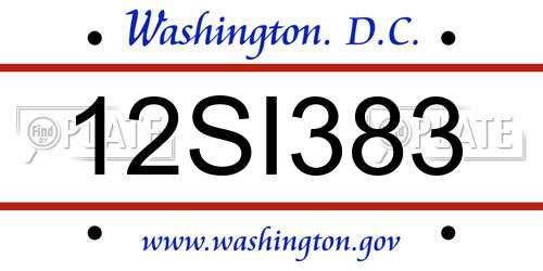 12SI383 District Of Columbia License Plate