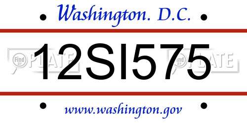 12SI575 District Of Columbia License Plate