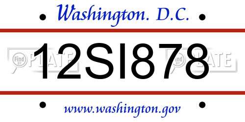 12SI878 District Of Columbia License Plate