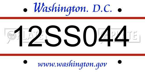 12SS044 District Of Columbia License Plate