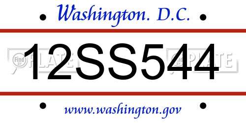 12SS544 District Of Columbia License Plate