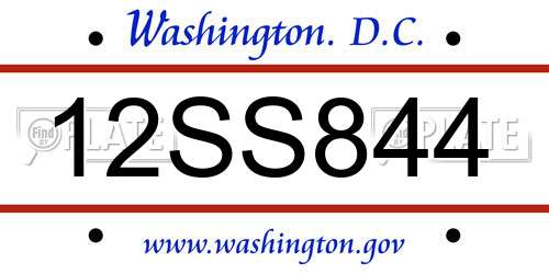 12SS844 District Of Columbia License Plate