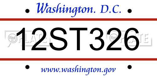 12ST326 District Of Columbia License Plate