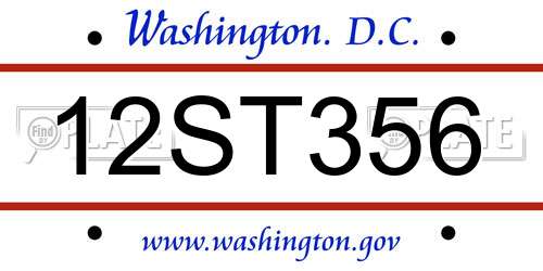 12ST356 District Of Columbia License Plate