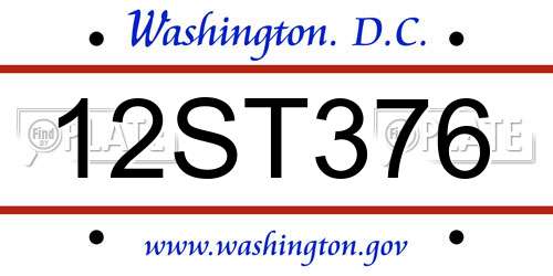 12ST376 District Of Columbia License Plate