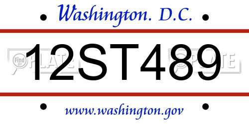 12ST489 District Of Columbia License Plate