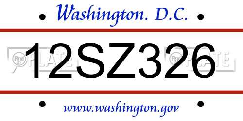 12SZ326 District Of Columbia License Plate