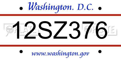 12SZ376 District Of Columbia License Plate
