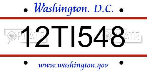 12TI548 District Of Columbia License Plate