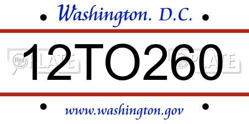 12TO260 District Of Columbia License Plate