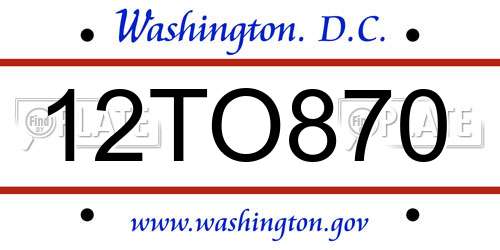 12TO870 District Of Columbia License Plate