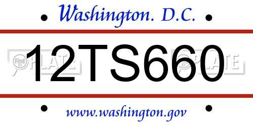 12TS660 District Of Columbia License Plate