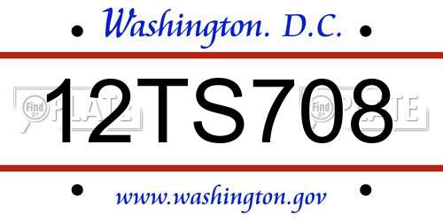 12TS708 District Of Columbia License Plate