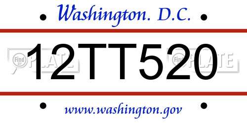 12TT520 District Of Columbia License Plate