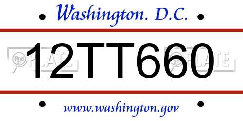 12TT660 District Of Columbia License Plate