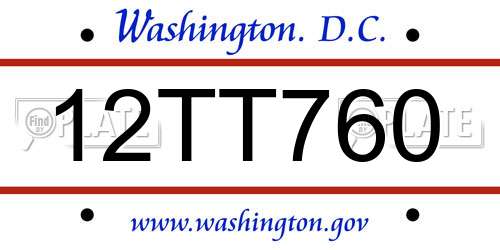 12TT760 District Of Columbia License Plate
