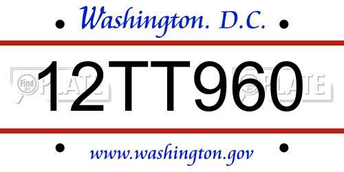 12TT960 District Of Columbia License Plate