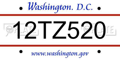 12TZ520 District Of Columbia License Plate