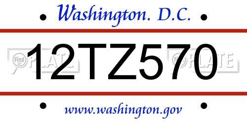 12TZ570 District Of Columbia License Plate