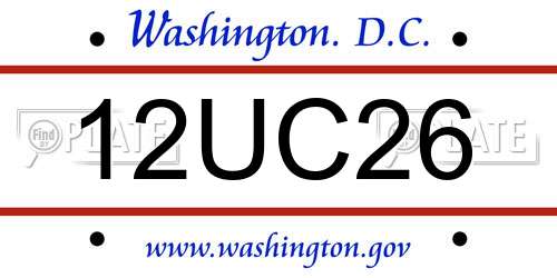 12UC26 District Of Columbia License Plate