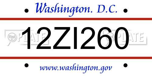 12ZI260 District Of Columbia License Plate