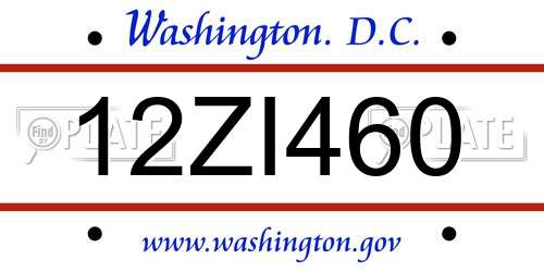 12ZI460 District Of Columbia License Plate