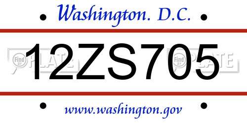 12ZS705 District Of Columbia License Plate