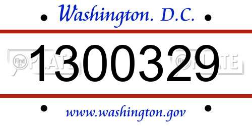 1300329 District Of Columbia License Plate