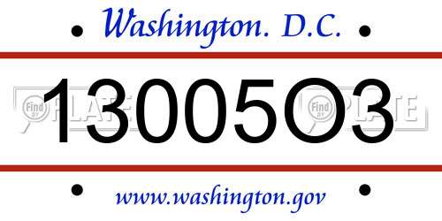 13005O3 District Of Columbia License Plate