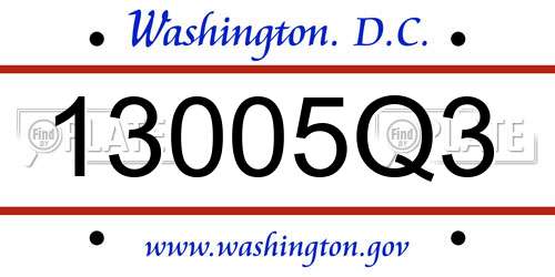 13005Q3 District Of Columbia License Plate