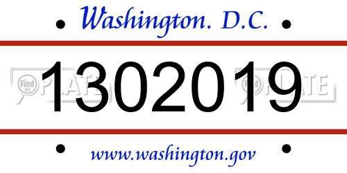 1302019 District Of Columbia License Plate