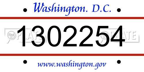 1302254 District Of Columbia License Plate