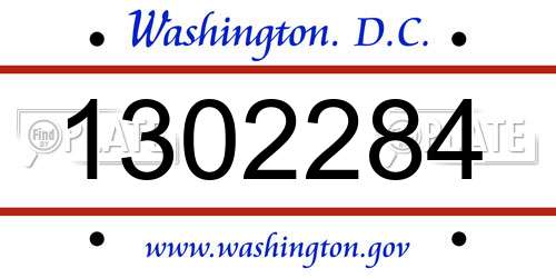 1302284 District Of Columbia License Plate