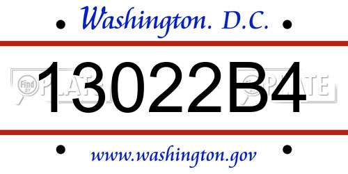 13022B4 District Of Columbia License Plate