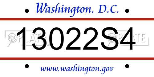 13022S4 District Of Columbia License Plate