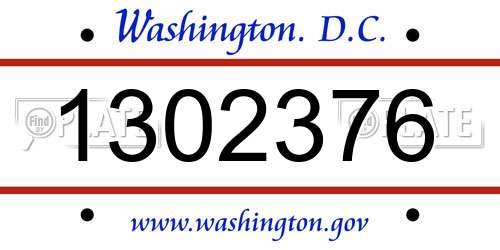 1302376 District Of Columbia License Plate