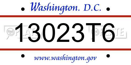 13023T6 District Of Columbia License Plate