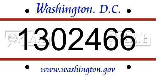 1302466 District Of Columbia License Plate