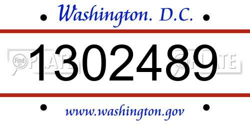 1302489 District Of Columbia License Plate