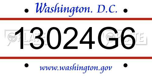 13024G6 District Of Columbia License Plate
